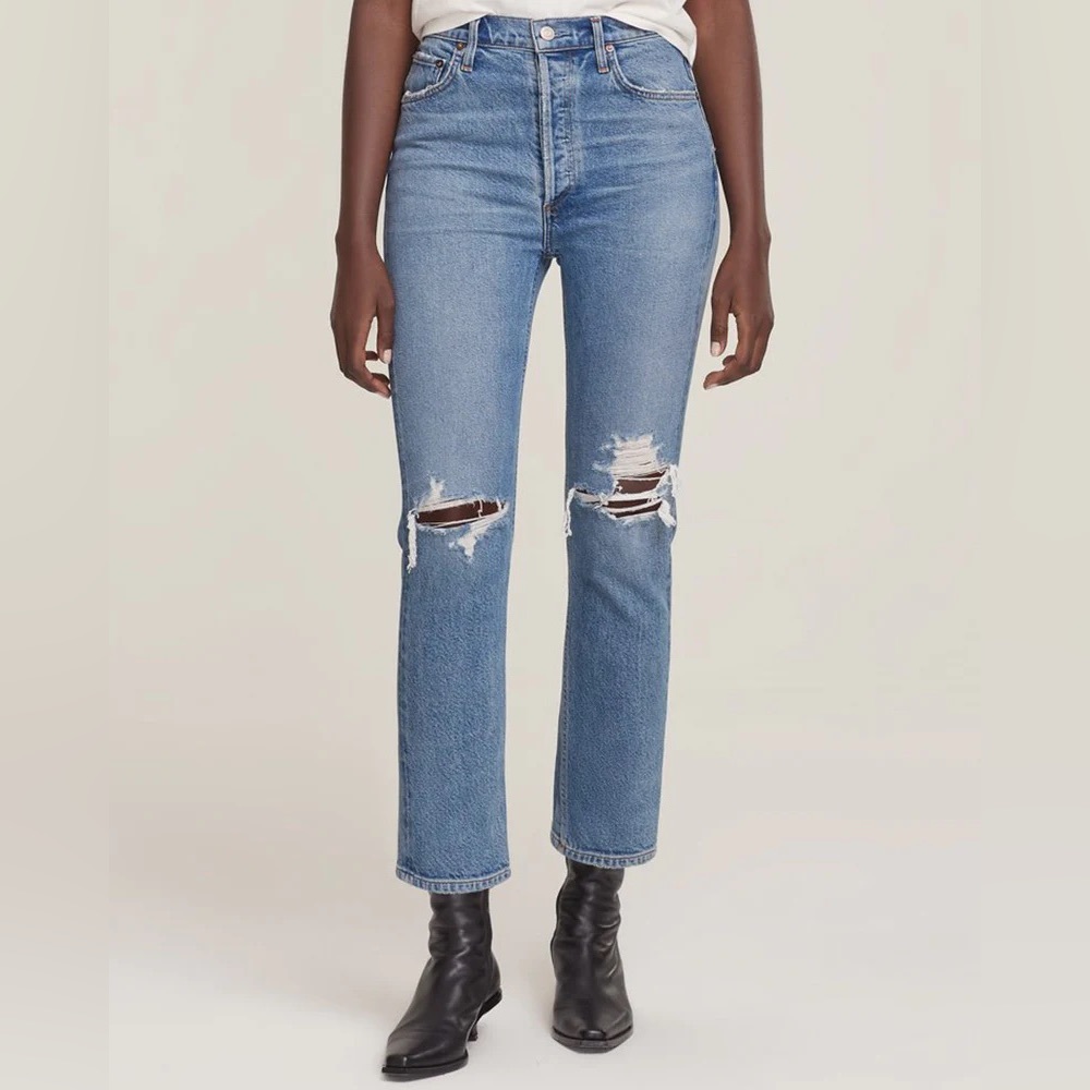 AGOLDE NWT Riley high rise straight crop